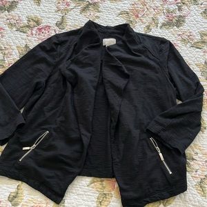 Chico’s Black Cotton/Model Short Open Front Jacket size 2R/00